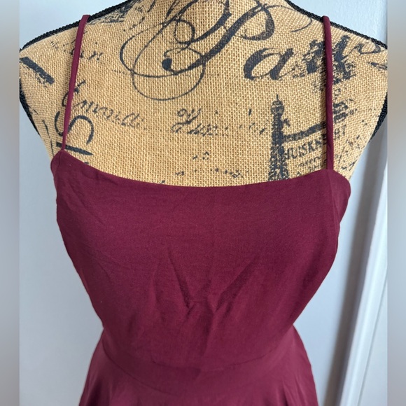 Maroon Ruffle Hem Dress - Picture 3 of 3